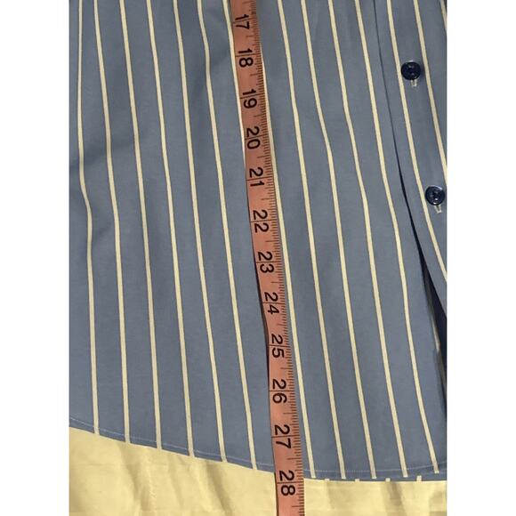 Proper Sport Men’s 4 Way Stretch Slim Fit Medium Blue/White Striped Dress Shirt - Picture 8 of 8